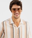 Chemise manches courtes et col cubain à rayures homme[MISSING]